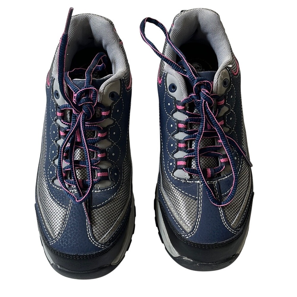 Brahma Work Shoes Womens Size 6 Navy Blue Silver Pink Slip‎ Resistant Sneakers
